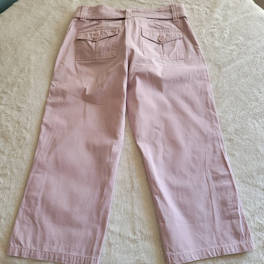 Vintage Y2K Mossimo Cropped Utility Lowrise Pants with Belt Blush Pink  *sz 9* - Picture 3 of 16